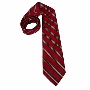 VTG Brooks Brothers 100% silk tie. Red with yellow, navy stripes. career